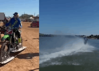 Piloto atravessa rio de moto no Pará e viraliza nas redes sociais