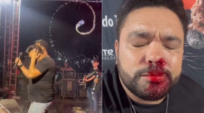 Rick Rocha, cantor da Malla 100 Alça, é Atingido por Lata de Cerveja Durante Show.