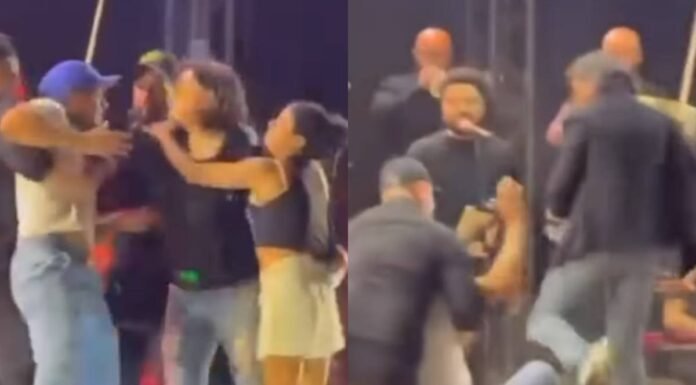 Roberta Miranda chuta homem que invadiu palco em show