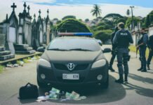 Dupla é detida em cemitério do DF com drogas e R$ 12 mil Imagem gerada com IA