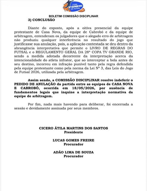 Comissão decide manter resultado de jogo entre Cabrobó e Casa Nova
