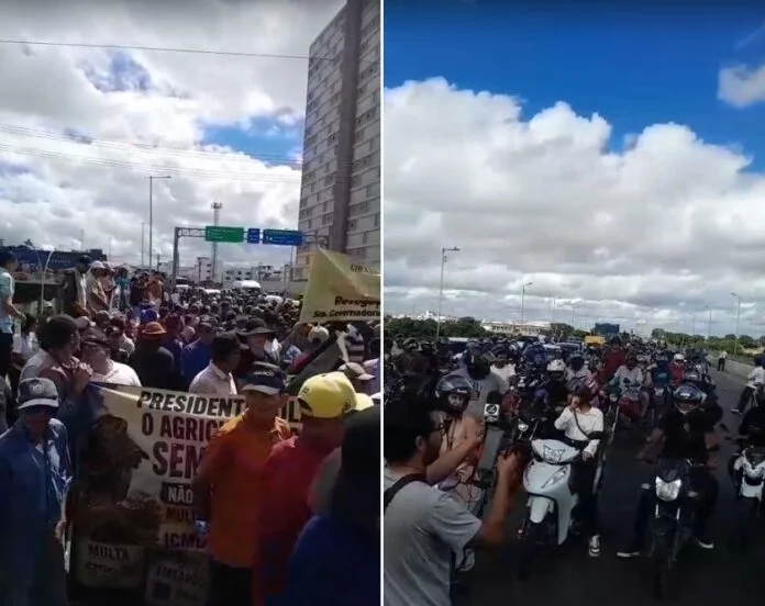 Agricultores bloqueiam ponte em protesto contra demarcação ambiental