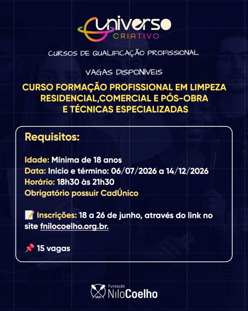 Fundação Nilo Coelho oferece curso gratuito de limpeza profissional