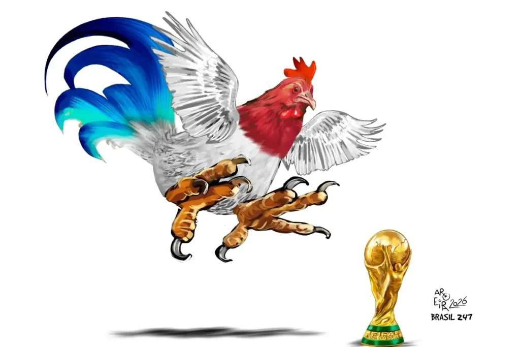 Charge de Aroeira destaca humor no futebol
