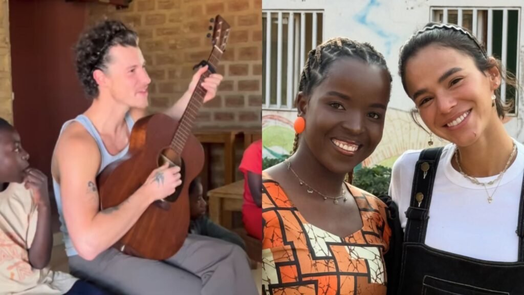 Bruna Marquezine e Shawn Mendes participam de ação social em Angola