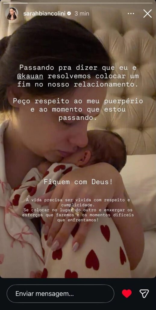 Esposa de Kauan anuncia separação, mas esclarece situação após "surto"