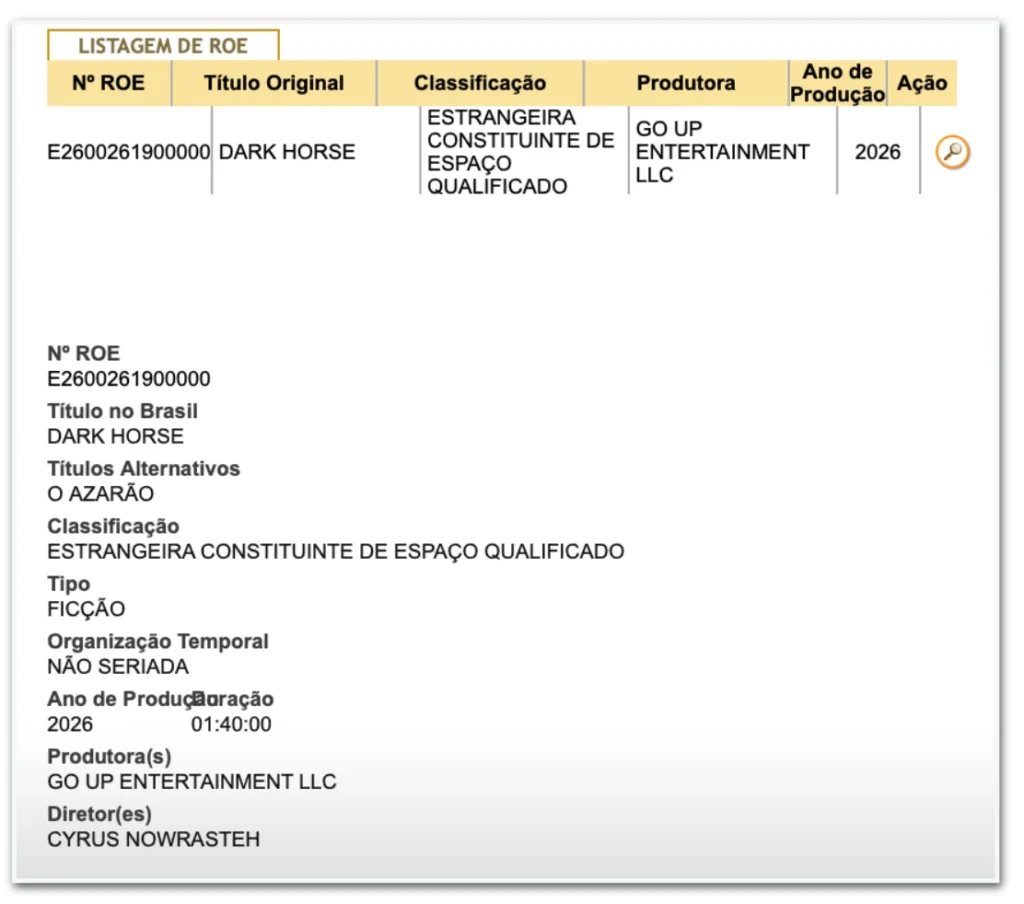 Filme 'Dark Horse' sobre Bolsonaro recebe registro da Ancine