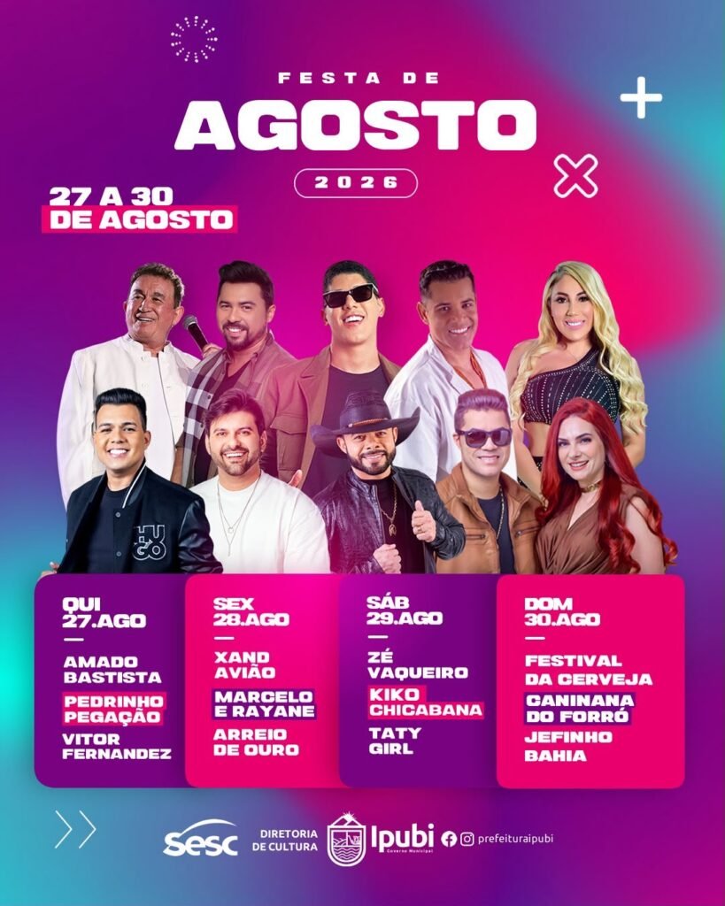 Ipubi divulga atrações da tradicional Festa de Agosto 2026