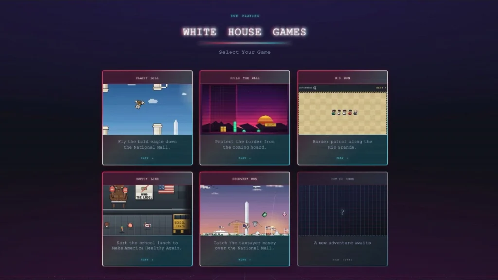 Casa Branca lança jogos inspirados em clássicos para promover políticas de Trump