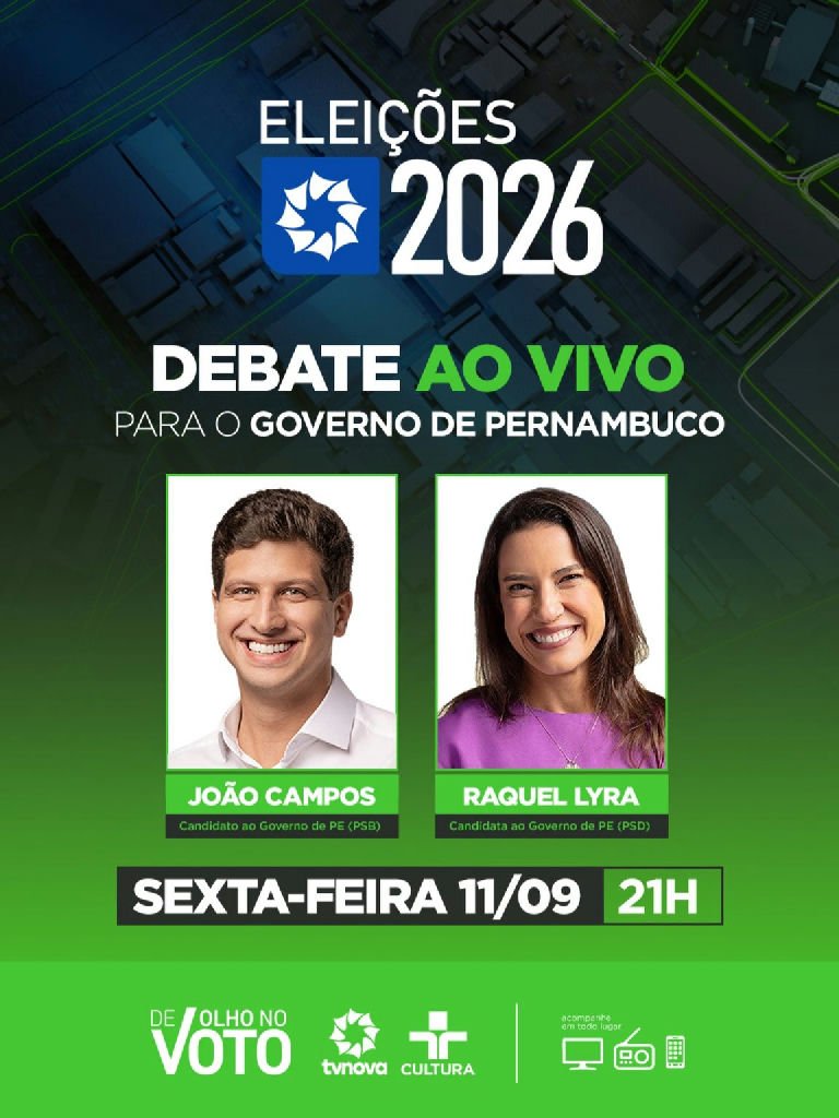 Debate entre Raquel Lyra e João Campos acontece na TV Nova nesta sexta