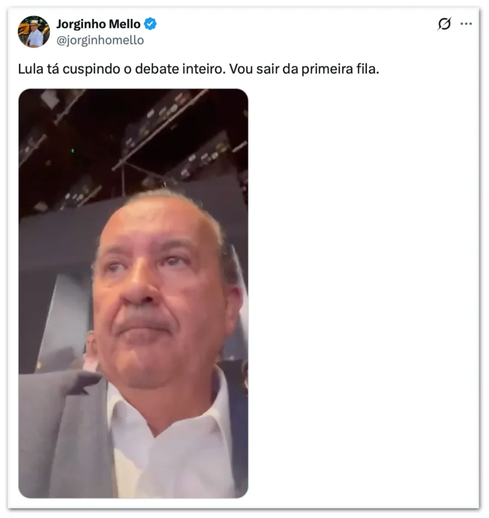 Jorginho Mello critica comportamento de Lula em debate presidencial