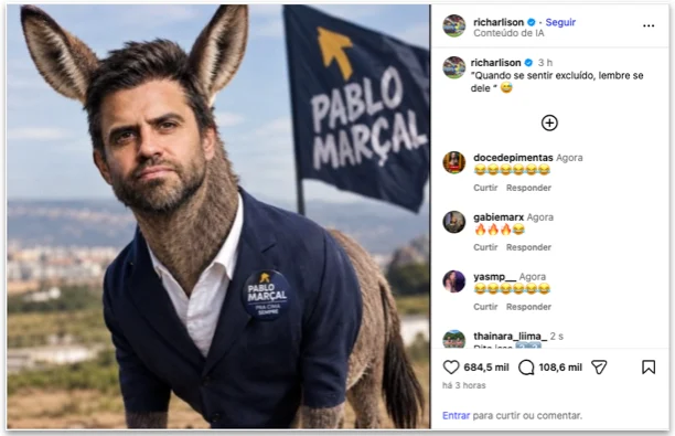 Richarlison provoca Pablo Marçal com montagem polêmica no Instagram