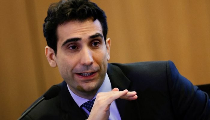 Atual presidente do Banco Central, Gabriel Galípolo, participa de entrevista coletiva à imprens...