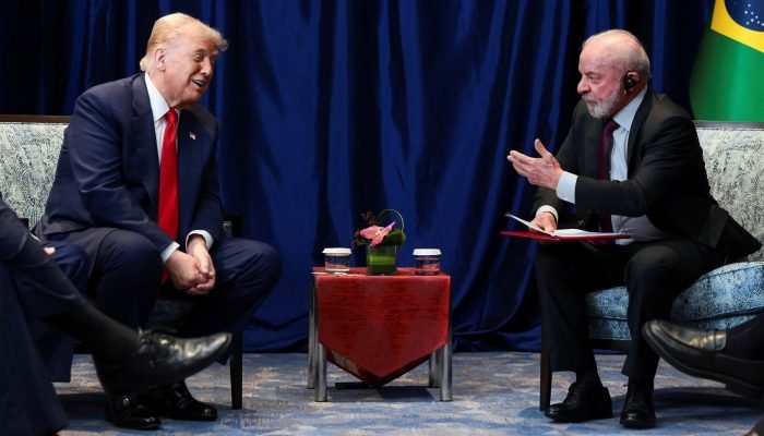 Presidente Luiz Inácio Lula da Silva durante reunião com presidente dos EUA, Donald Trump, em K...