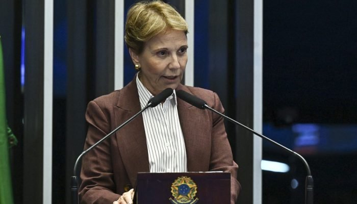 Em discurso, à tribuna, senadora Tereza Cristina (PP-MS). Foto: Jefferson Rudy/Agência Senado