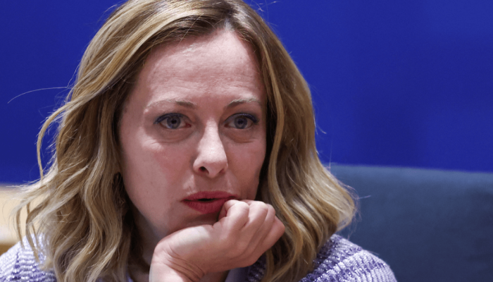 Primeira-ministra da Itália, Giorgia Meloni, durante reunião de cúpula da União Europeia, em ...