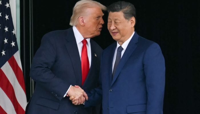 O presidente dos EUA, Donald Trump, e o líder chinês, Xi Jinping (Foto: Andrew Caballero-Reynol...