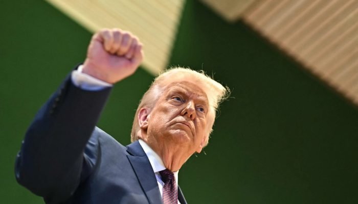 O presidente Donald Trump no encontro de Davos 2026 (Foto: Fabrice Coffrini/AFP/Getty Images/Fort...