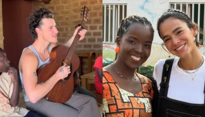 Bruna Marquezine e Shawn Mendes participam de ação social em Angola