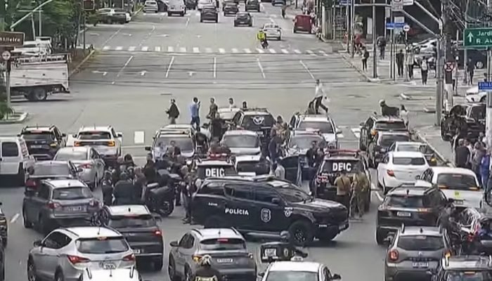 Tiroteio na Faria Lima, em São Paulo — Foto: Reprodução Redes Sociais