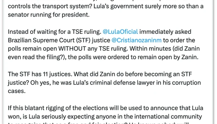 Filho de Trump critica decisão do STF e compara Lula a Maduro