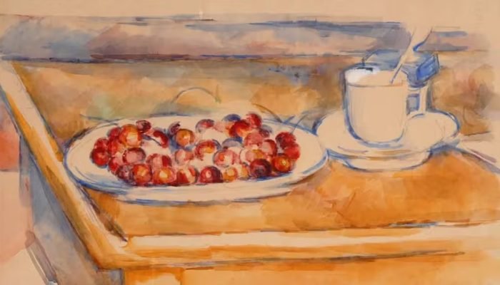 A obra 'Natureza Morta com Cerejas', de Cézanne — Foto: Reprodução/Fundação Magnani Rocca