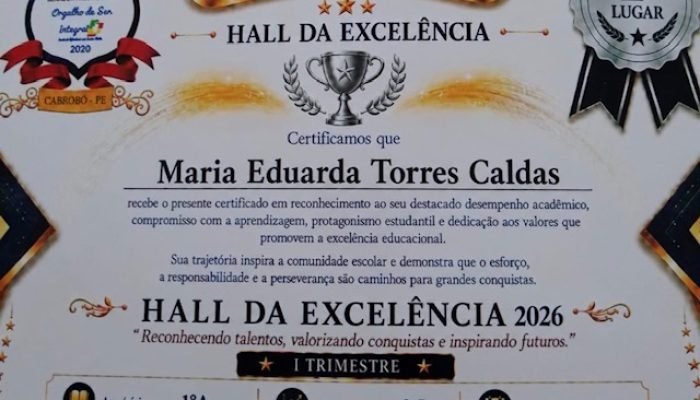 Estudante de Cabrobó se destaca no Hall da Excelência 2026