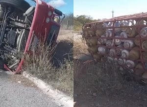 Acidente com caminhão de gás na Pe-499 preocupa moradores