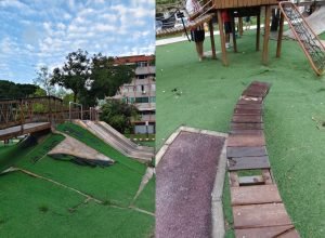 Moradores denunciam má conservação de praça na Encruzilhada
