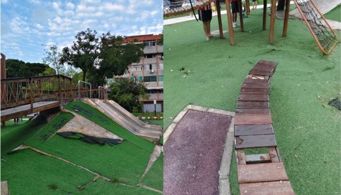 Moradores denunciam má conservação de praça na Encruzilhada