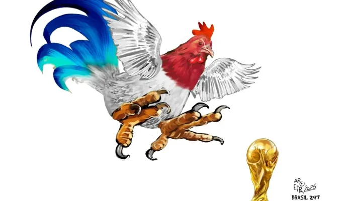 Charge de Aroeira destaca humor no futebol