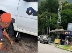 Motorista é multado após pedir ajuda à PRF para trocar pneu furado