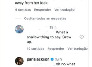 Paris Jackson rebate críticas sobre suas tatuagens com ironia