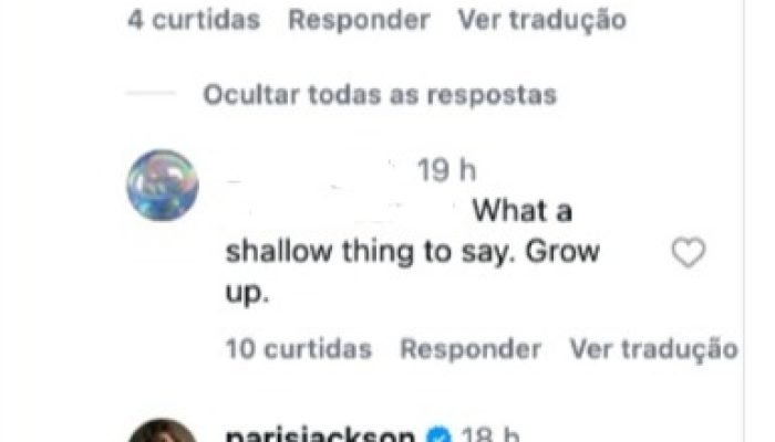Paris Jackson rebate críticas sobre suas tatuagens com ironia